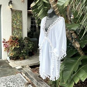 Beach cover-up with tassels